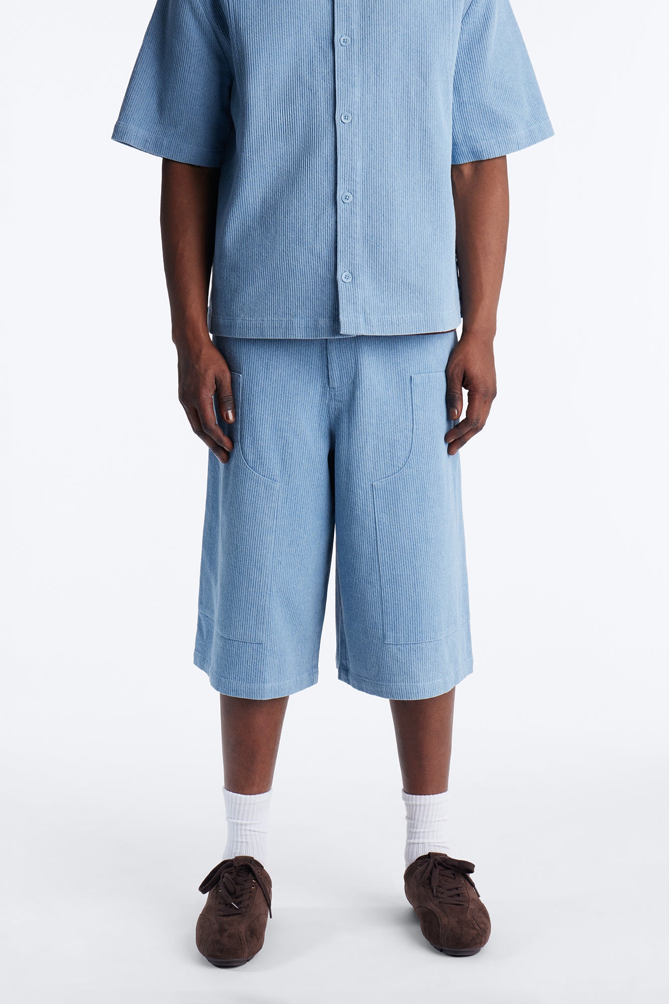 Baggy Echo Pulse Textured Shorts - Blue
