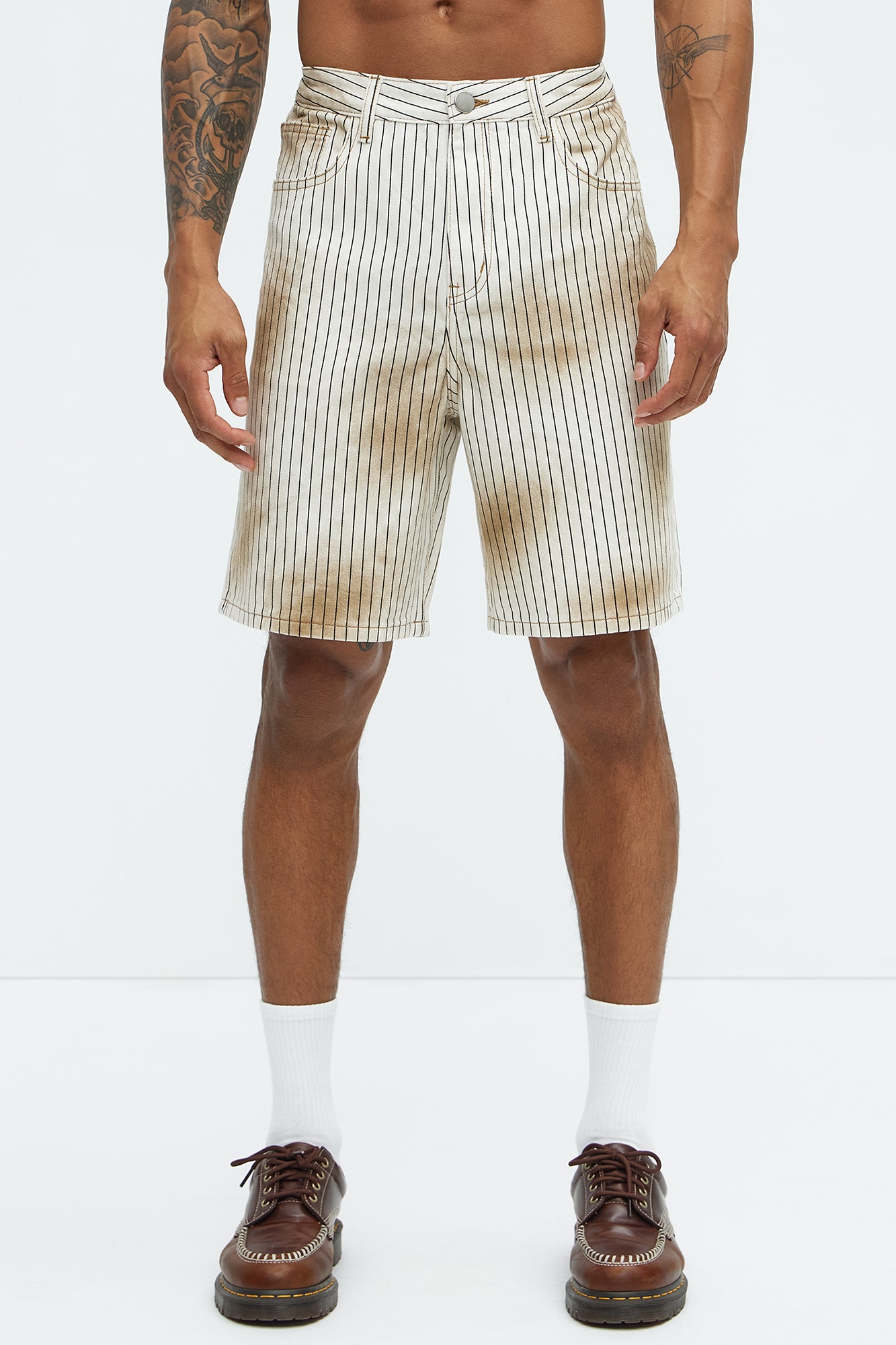 Byron Striped Relaxed Shorts Cream Combo Short Reg Fit
