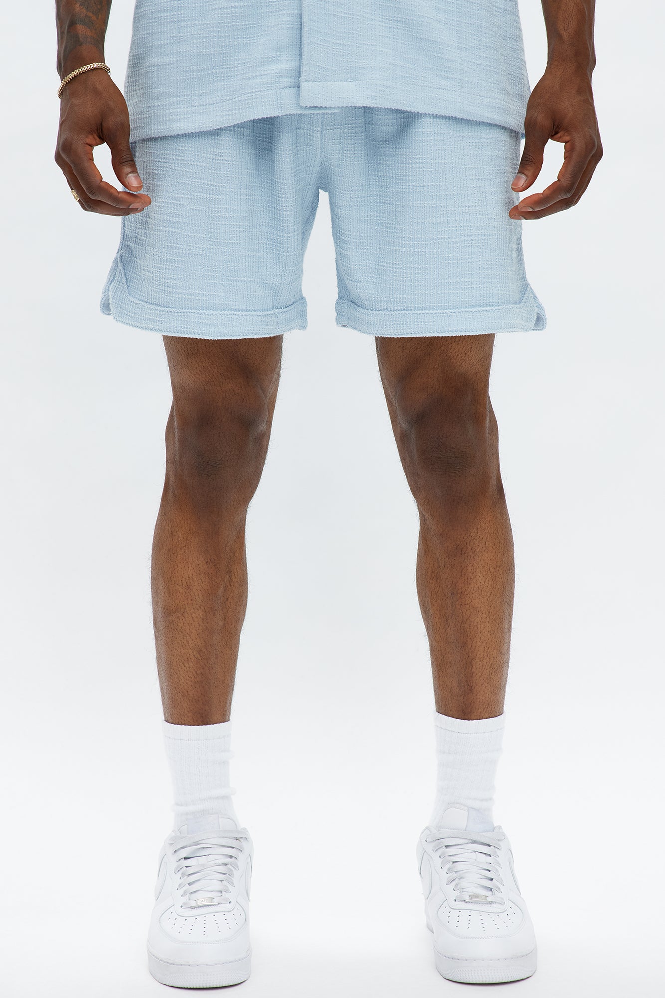 Dean Textured Short Light Blue Men's Regular Fit Shorts
