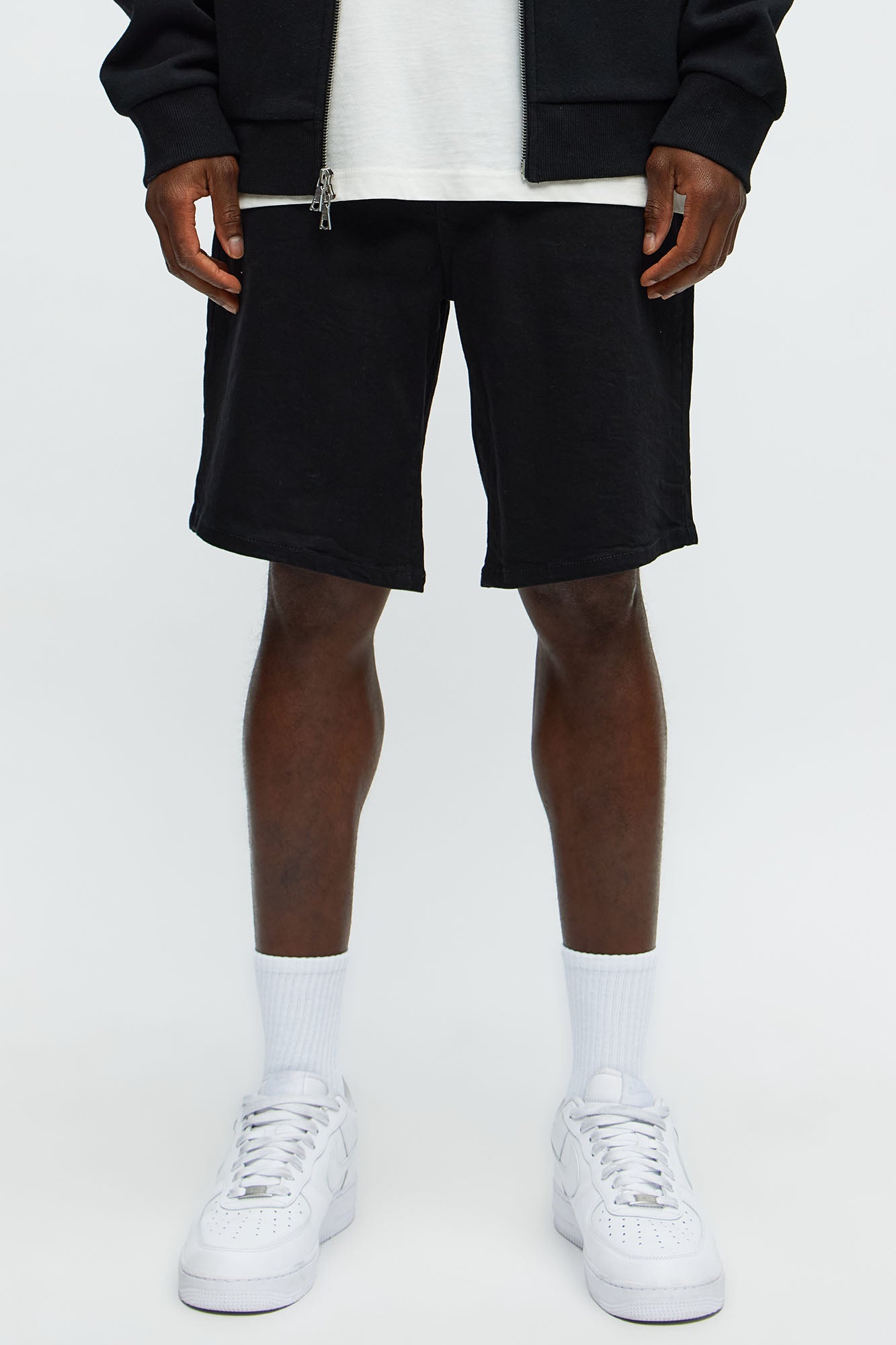Mike Relaxed Denim Shorts Black - Men's Casual Cotton Shorts