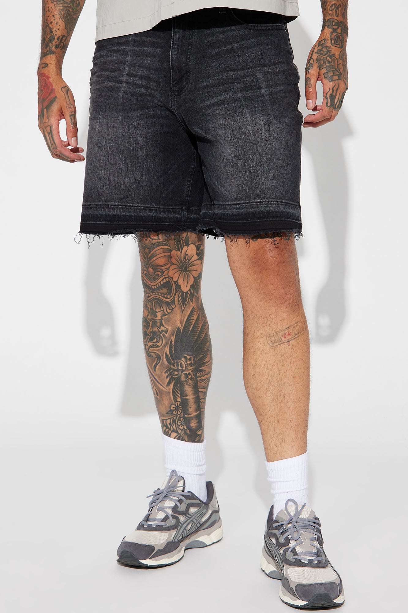 My Idea Relaxed Denim Shorts in Black Wash for Men