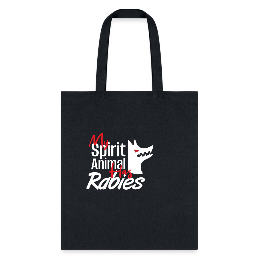 My Spirit Animal Has Rabies Tote Bag - Funny Graphic Print Cotton Shoulder Bag