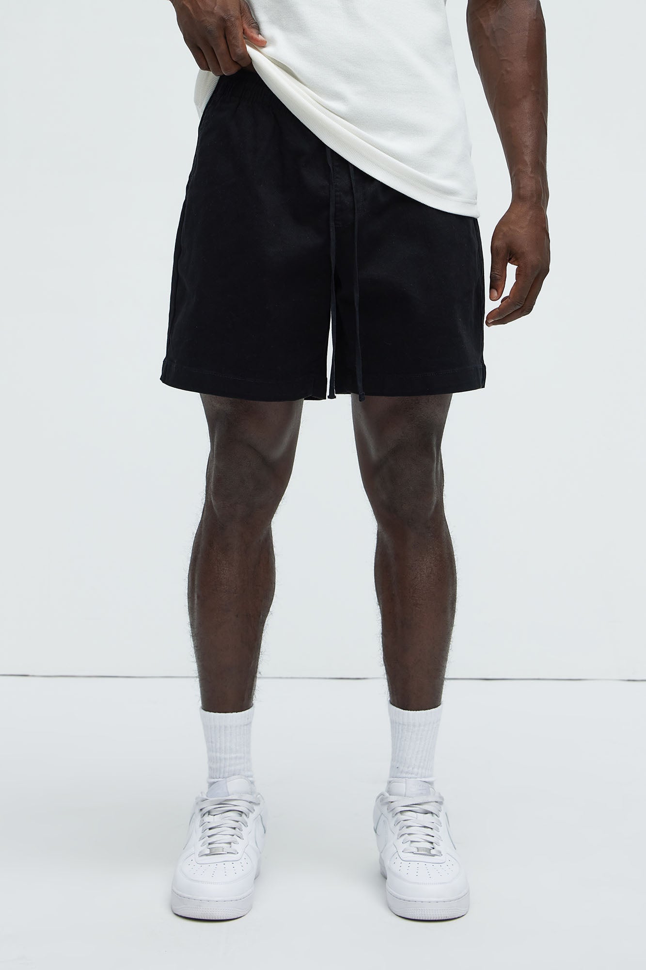 Twill Volley Shorts - Black, Regular Fit Athletic Swim Shorts